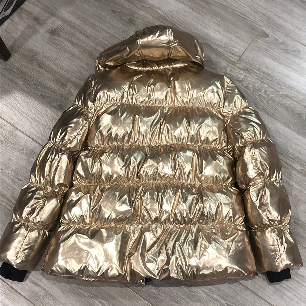 New Michael Kors Metallic Gold Puffer Jacket XL - Picture 8 of 8